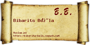Bibarits Béla névjegykártya